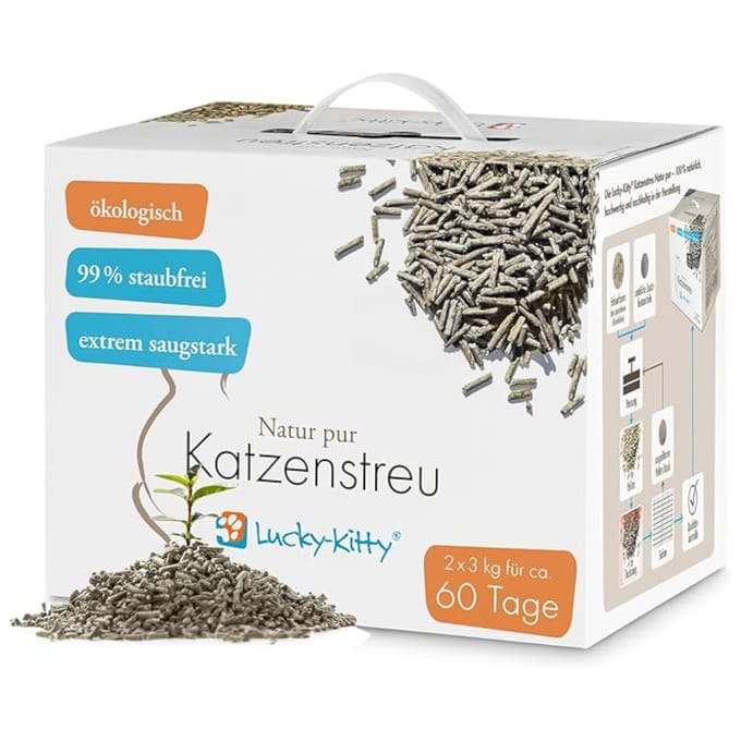 2x3 kg Lucky Kitty Kattenbakvulling "Natuur Puur" - Sensitive Kattenbakvulling