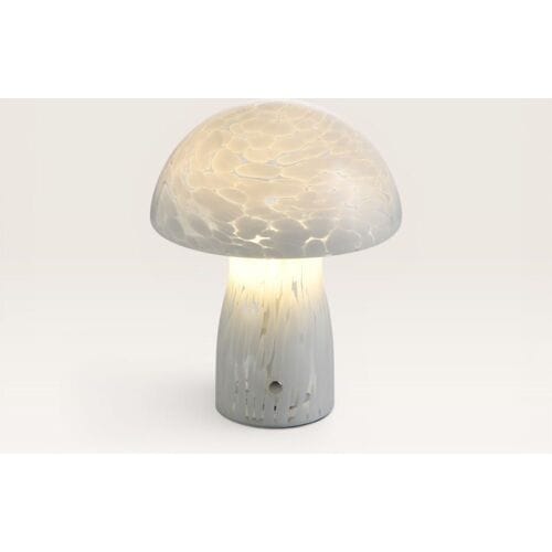 LUSENZ Elyos M - Paddenstoellamp oplaadbaar Wit glas 23 cm - Draadloze tafellamp - Dressoir lamp - Scandinavisch design - Dimbaar - IP20 voor binnen -