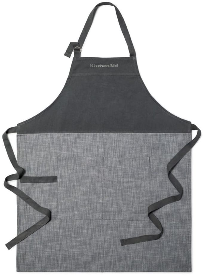 Keukenschort, Katoen, Grijs, 71 cm x 88,5 cm - KitchenAid