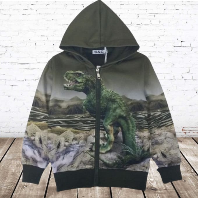 Stoer jongensvest met dino - Groen - 98/104