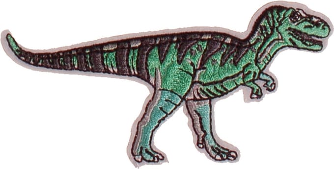 Strijkapplicatie dinosaurus velociraptor groen 11,5cm
