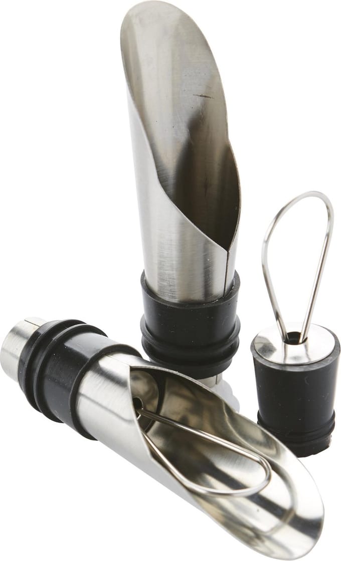 Point-Virgule Wijnafsluiter - Schenktuiten - RVS - Set Van 2 Stuks