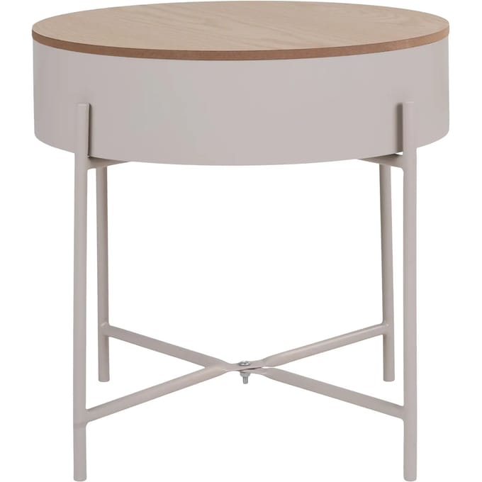 Bijzettafel Sisco - Ø40cm - Met Opbergruimte - Grijs