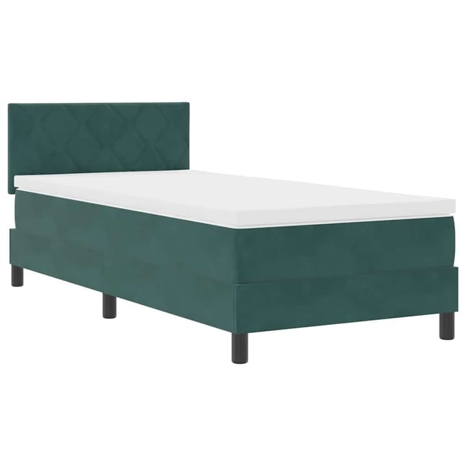 vidaXL - LED - Box - Spring - Bed - Donkergroen - 100 - x - 200 - cm - Fluweel