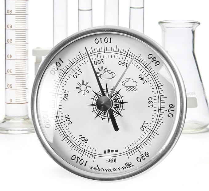 Barometer Weermeter - Drukmeter Weer - Weer Voorspellen - Mechanische Constructie - 7 cm Diameter - Zilver