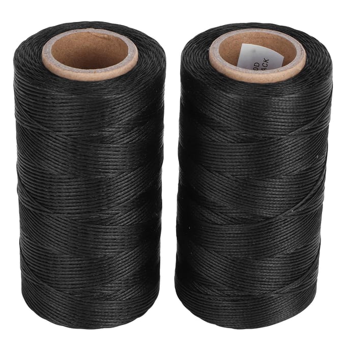 2 Rouleaux Fil Ciré Cuir Couture Point de Piqûre Accessoires Bricolage Artisanat Noir gray