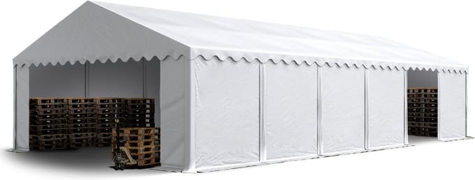 Opslagtent 6x12 m beschutting met PVC zeil 700 N waterdicht wit
