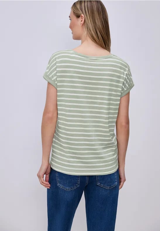 Shirt met hangende schouder en strepen