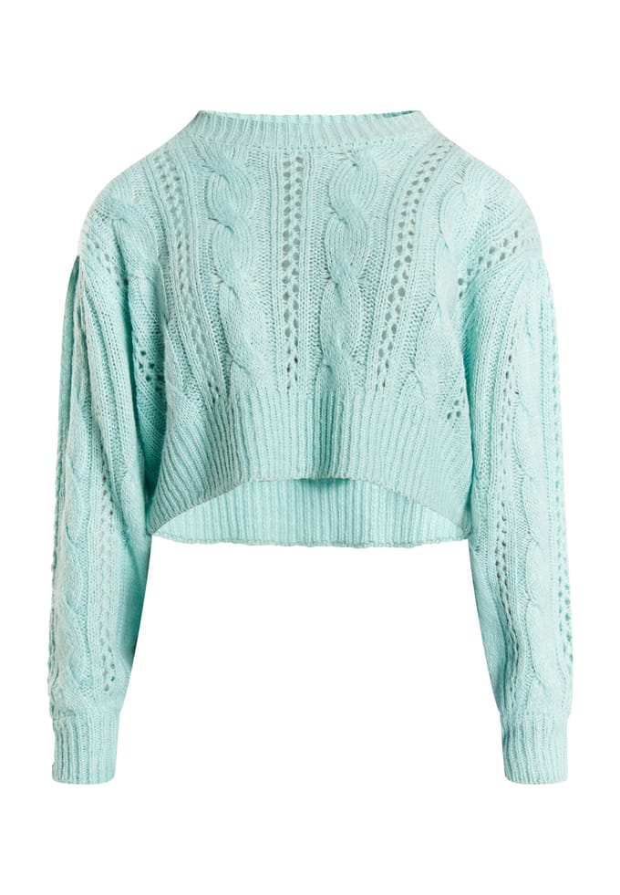Mymo Gebreide cropped trui Dames aqua