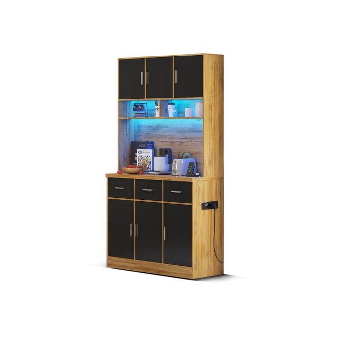 100x40x180 cm, multifunctionele buffetkast met LED-verlichting met afstandsbediening, lades