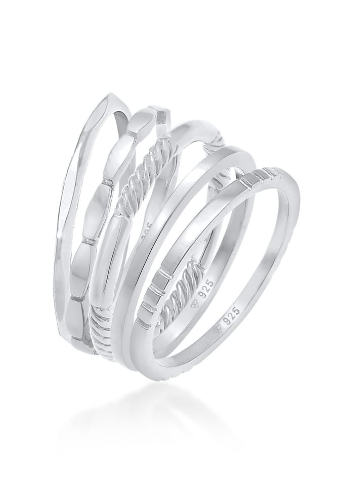 Elli - Ring - Dames Stacking Ring Band Set van 5 in 925 Sterling Zilver - Dames
