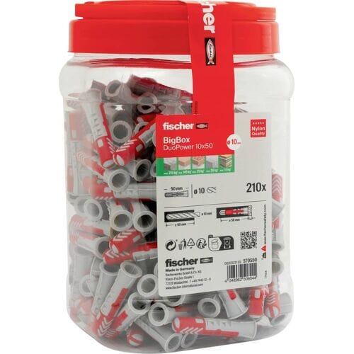 Fischer 570550 DuoPower Pluggenset 50 mm 10 mm 210 stuk(s)