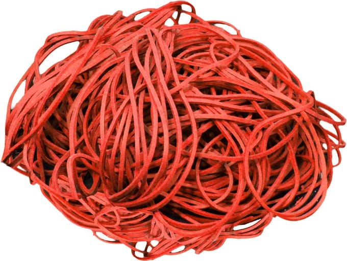 1 kg - Elastiek - rood - diameter 60mm - breedte 1,5mm - in zak - ca 2100 stuks