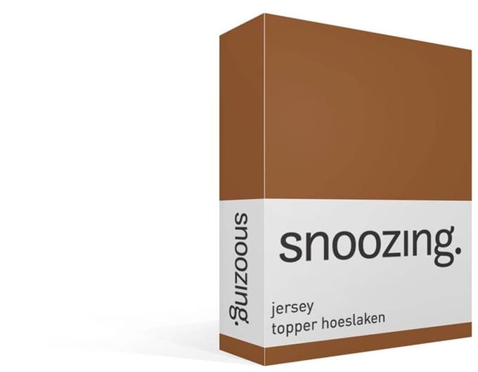 Snoozing jersey topper hoeslaken - 200x200 cm - Extra breed - Terra