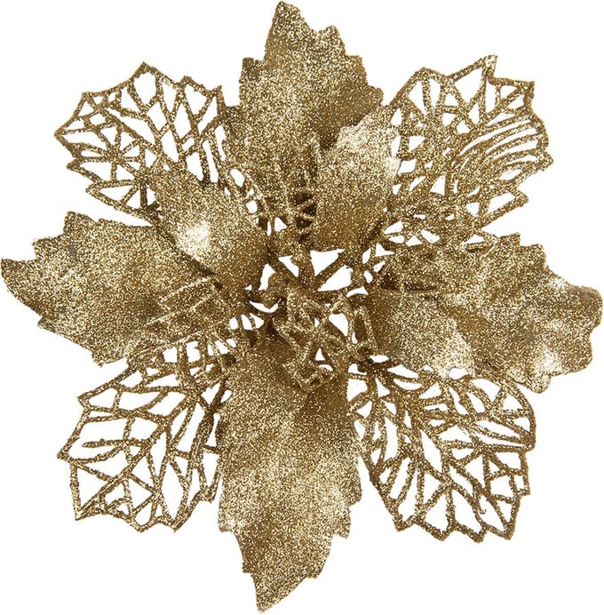 Clayre & Eef Kunstplant Kerstster Ø 22x5 cm Goudkleurig Kunststof