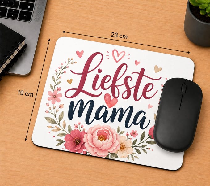 Muismat Liefste Mama – 23 × 19 cm – Moederdag Cadeau – Bloemen Design – Bureau Accessoire voor Moeder