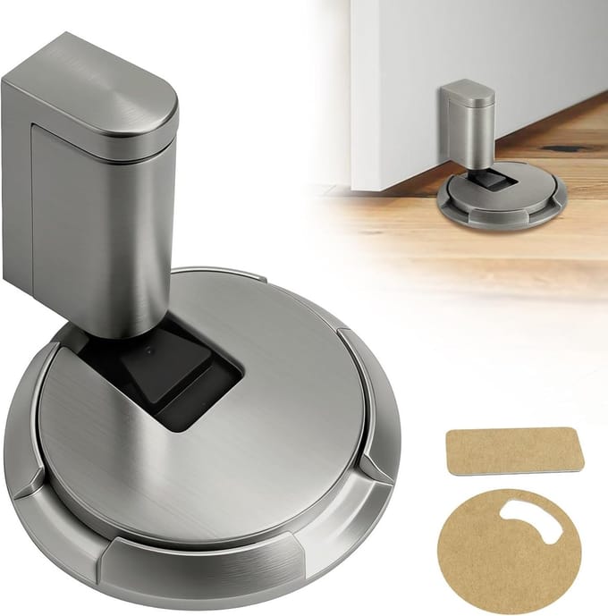Magnetische deurstopper voor vloer en muur, ideaal als deurklinkbuffer en bescherming tegen schade (zilver)