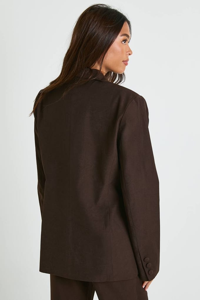 boohoo Dames Dubbelgebreaste blazer met getailleerde taille | Chocoladebruin | Maat: 38