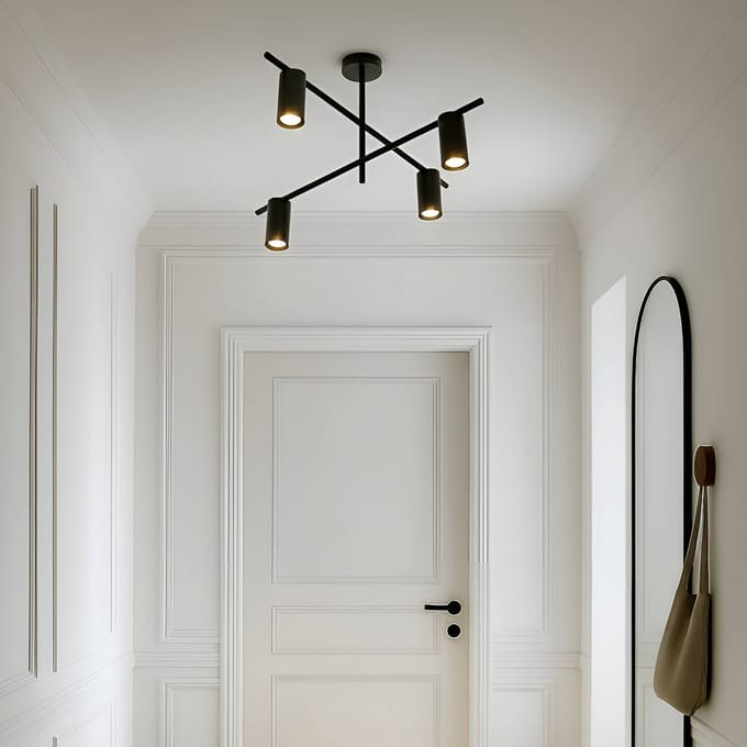 Lindby - plafondlamp - 4lichts - IJzer - H: 40 cm - GU10 - zwart