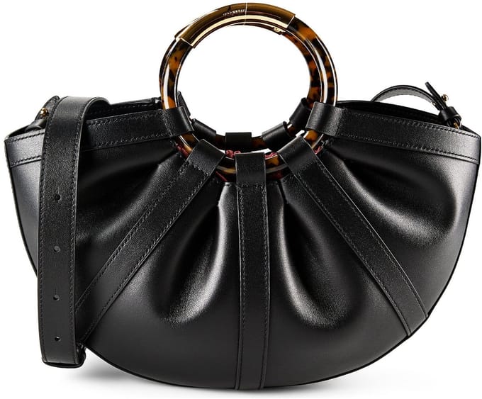 COCCINELLE Leren handtas schoudertas Shell Handbag Smooth Leather Noir zwart
