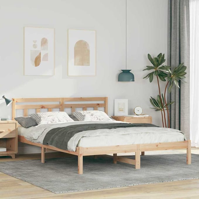vidaXL - Bedframe - Bruin - 160 - x - 200 - cm - Massief - grenenhout
