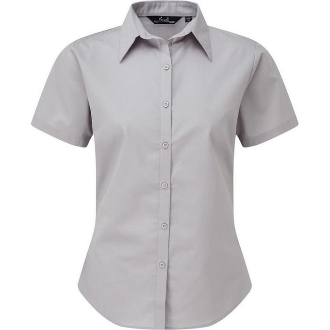 Premier Popeline blouse met korte mouwen / Gewoon werkoverhemd (Zilver)