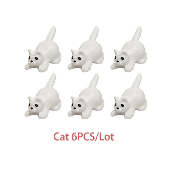 Chat Empilage Brique Classique Briques de Construction Jouets Collections Animales Enfants Forêt Simulation Colombe Lion Lapin Choix de Cadeau Parfait white