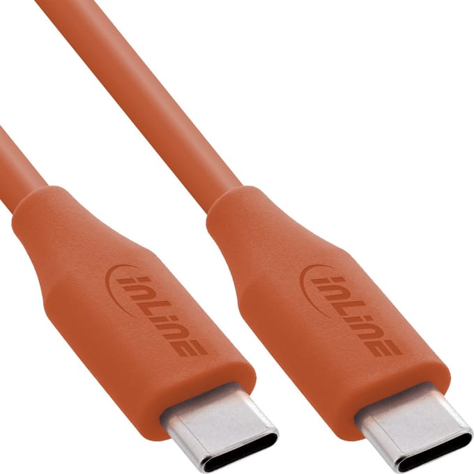 InLine® USB 2.0-kabel, USB-C-snelladingskabel 100 W, Papaya/oranje 2m