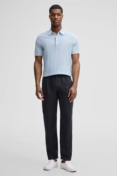 Chino van Lui met linnen, marineblauw