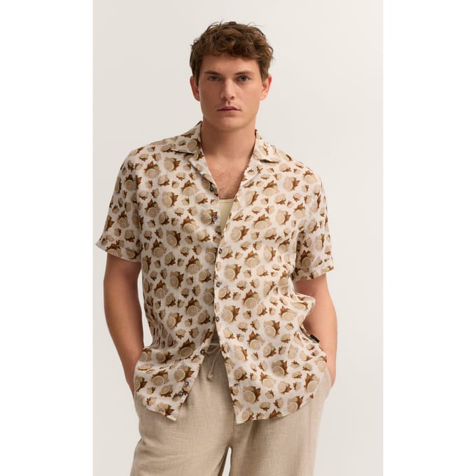 Bugatti Herren Overhemd met korte mouwen, modern fit, met print