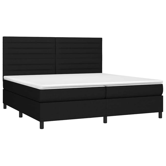 vidaXL - Boxspring - met - matras - en - LED - stof - zwart - 200x200 - cm