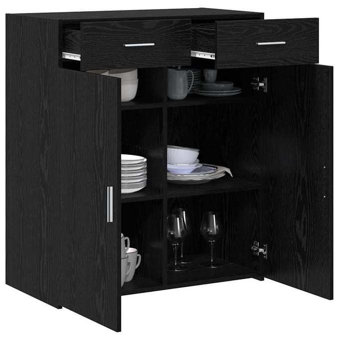 vidaXL - Opbergkast - Zwart - Eiken - 80 - x - 42,5 - x - 93 - cm