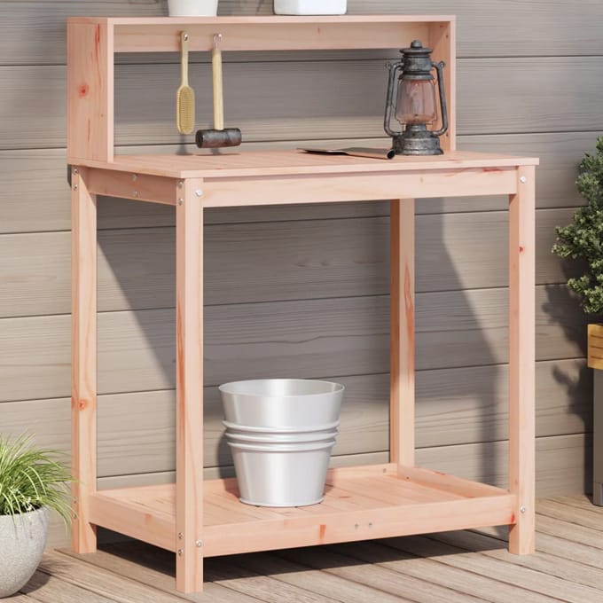 vidaXL - Oppottafel - met - schappen - 82,5x50x109,5 - cm - massief - douglashout