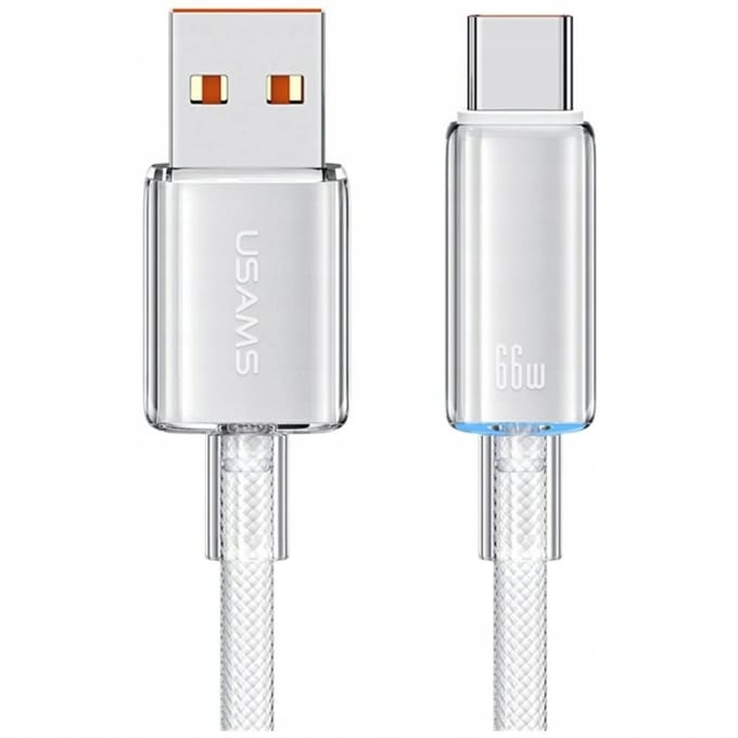 USAMS Cloud Series Kabel USB-A naar USB-C 1,2m 6A Wit