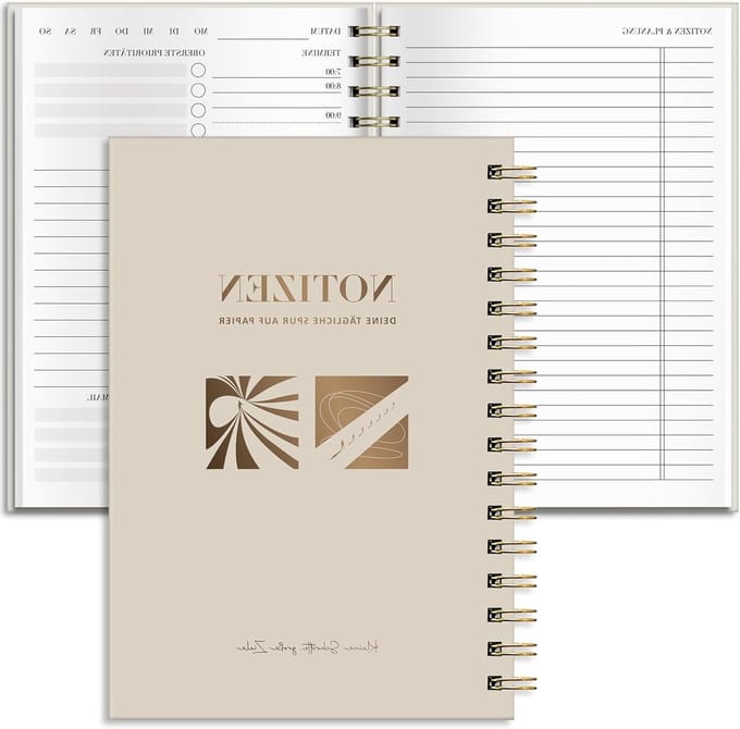 Dagplanner in khaki met 30-minuten intervallen, ideaal voor efficiënt tijdbeheer en planning