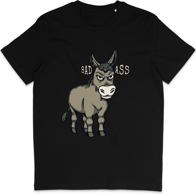Grappig Heren Dames T Shirt - Badass Ezel - Zwart - M