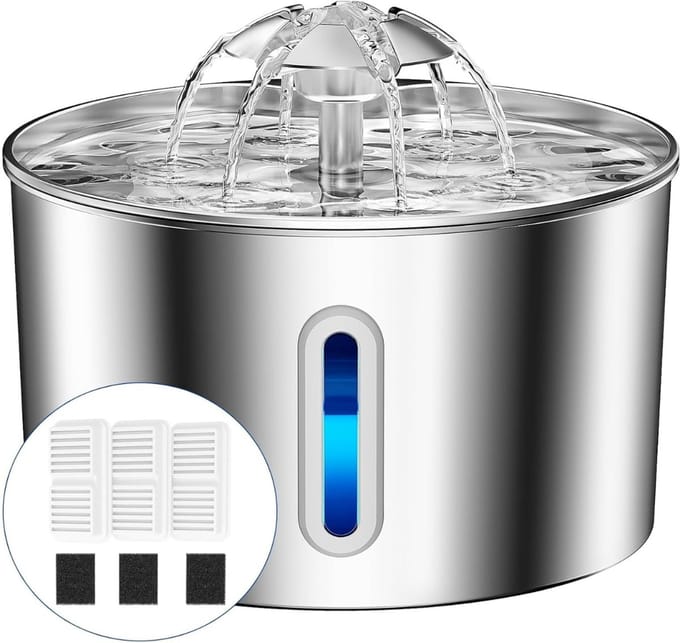 Drinkfontein Kat - Kattenfontein met Sensor en Filter - Drinkbak Hond -Zilver