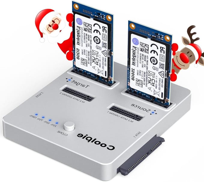SSD Duplicator - Harde Schijf Kloner - Offline Data Kopiëren - 3-in-1 Compatibiliteit - Tot 22 TB - Zilver