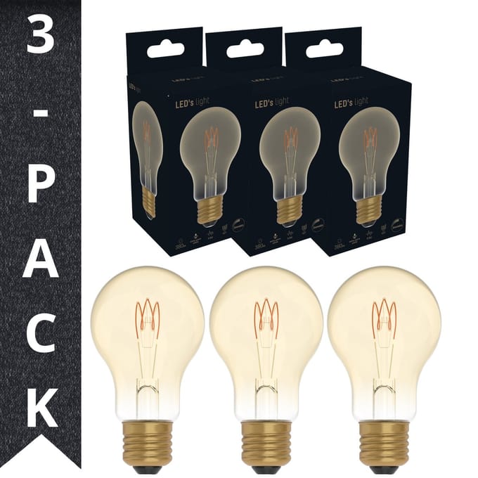 LED's Light LED Lampen E27 goud - Spiraal lamp - Dimbaar extra warm wit licht - 3PACK