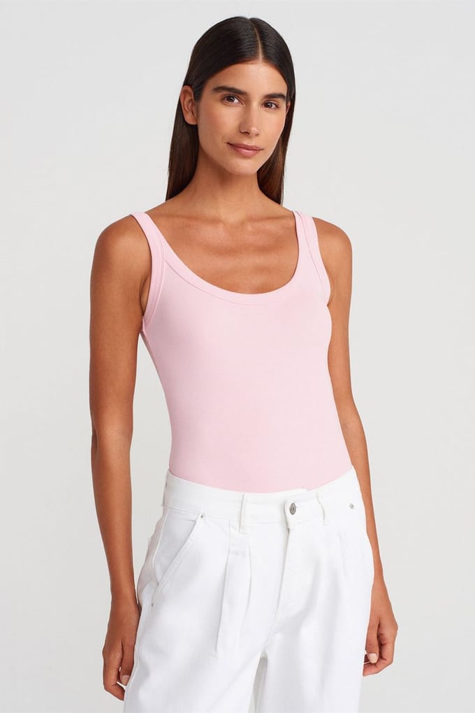 Mouwloze Geribbelde Katoenmix Body
