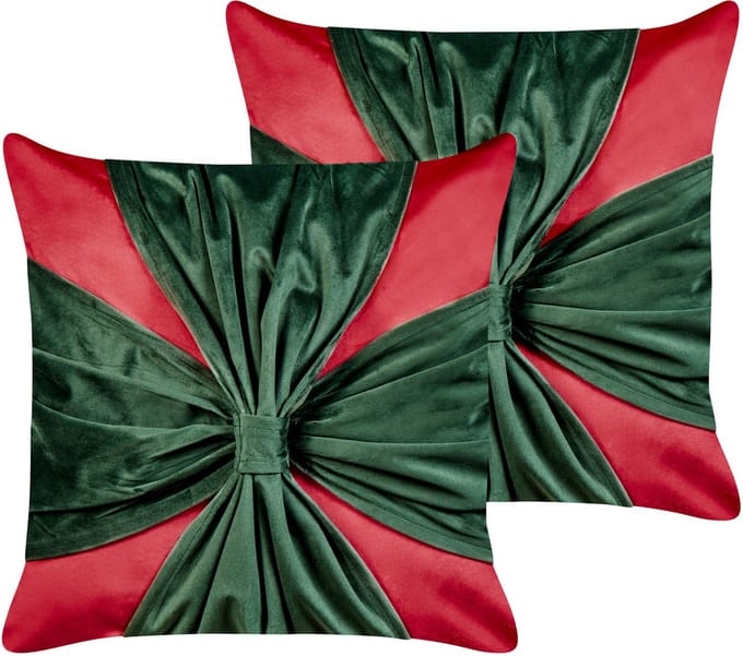 MARSHMALLOW - Sierkussen set 2 - Rood/Groen - 45 x 45 cm - Fluweel