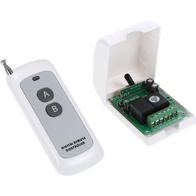 Smart Home 433Mhz RF DC 12V 2CH Leercode Draadloze afstandsbediening Schakelaar Relaisontvanger Pack of 1 wit