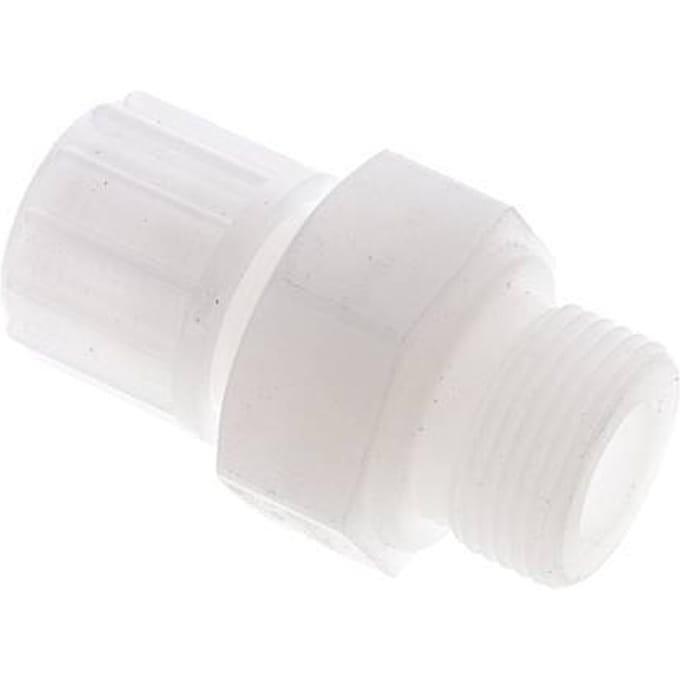 16x10mm & G3/4'' PVDF Rechte Knelfitting Buitendraad 10bar Kunststof en Polyamide