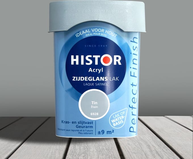 Histor Perfect Finish Lak Acryl Zijdeglans 0,75 liter - Tin