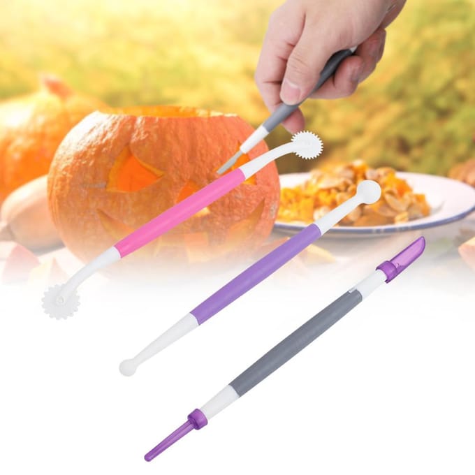 3pcs   set Fondant Cake Decorating Tools Modelling Flower Patterns Pastry Carving Cutter orange