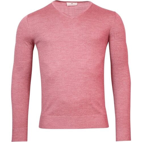 Thomas Maine Trui V-Neck Single Knit Merino Wool Cherry / male