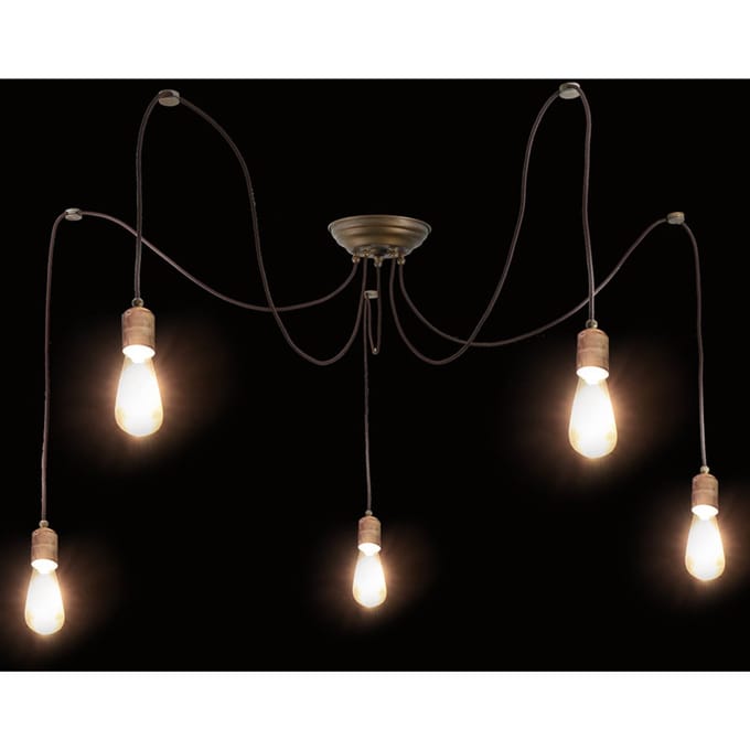 Moretti Luce Allen hanglamp, antiek messing, 5-lamps