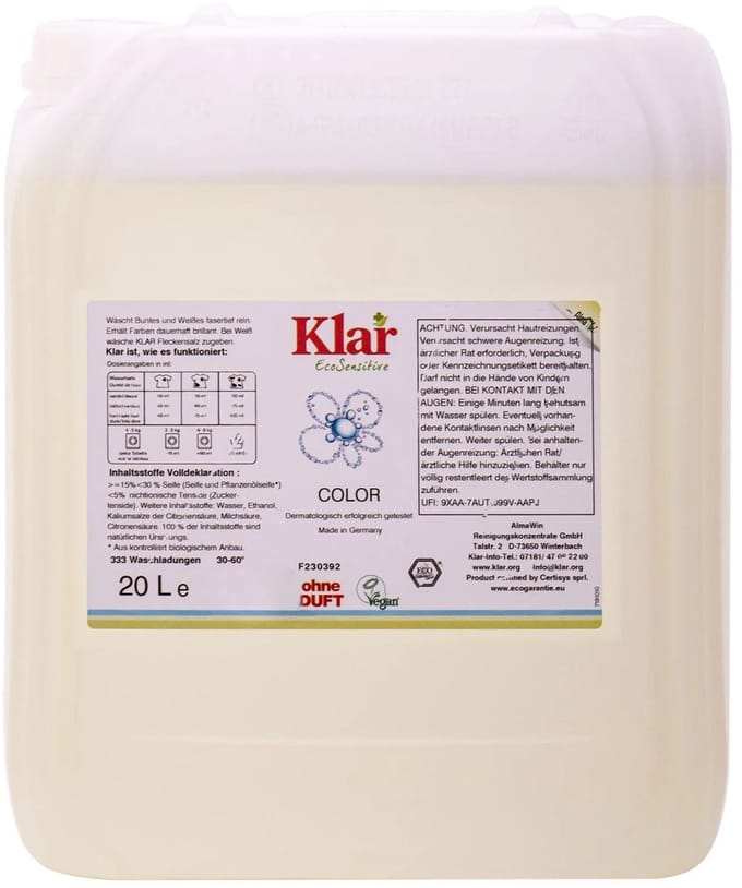 Vloeibaar Wasmiddel Kleur 20L Zonder Parfum Kleurbehoud