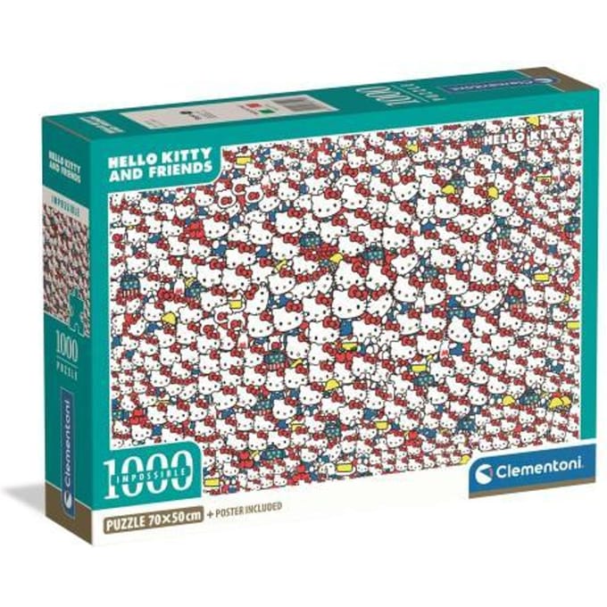 Clementoni Legpuzzel Hello Kitty - Puzzel 1000 Stukjes - Impossible Collection - Compact Box - Puzzels en Legpuzzels voor Volwassenen