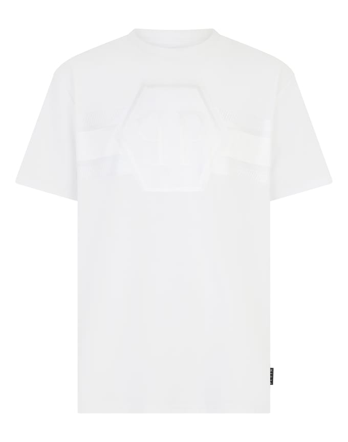 Round Neck T-Shirt Jacquard Hexagon Line